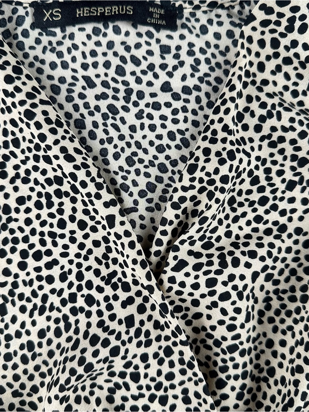 Hesperus Cheetah Leopard Print Faux Wrap Peplum Blouse Top XS - Picture 11 of 13